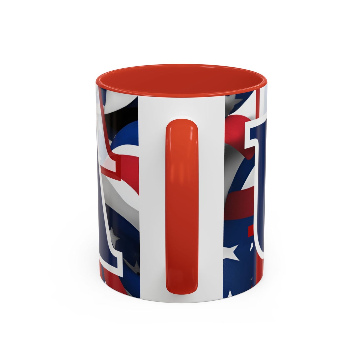 USA! USA! USA Blue font Patriot Red Accent Mug by theGreenDragonTavern.shop