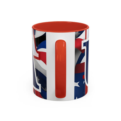 USA! USA! USA Blue font Patriot Red Accent Mug by theGreenDragonTavern.shop