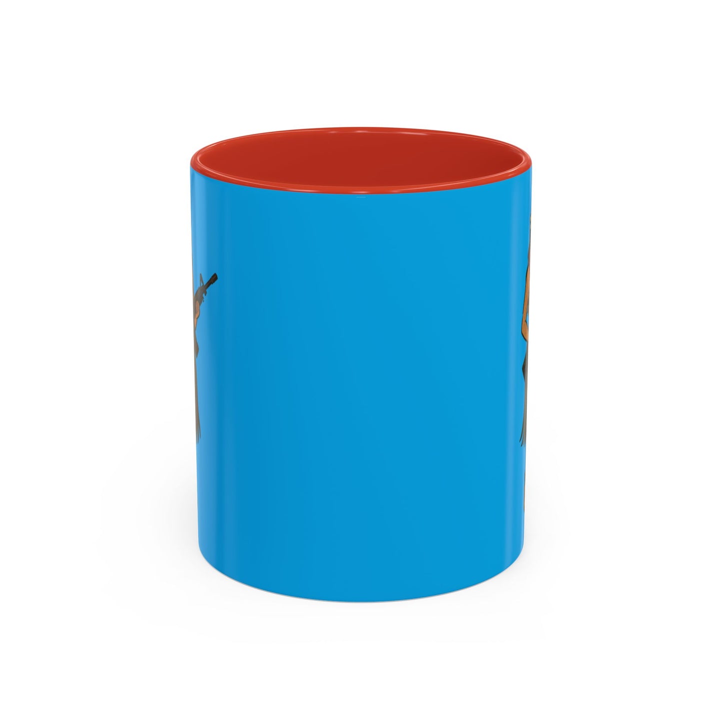 Hula Girl Packin' Heat Light Blue Accent Mug by theGreenDragonTavern.shop