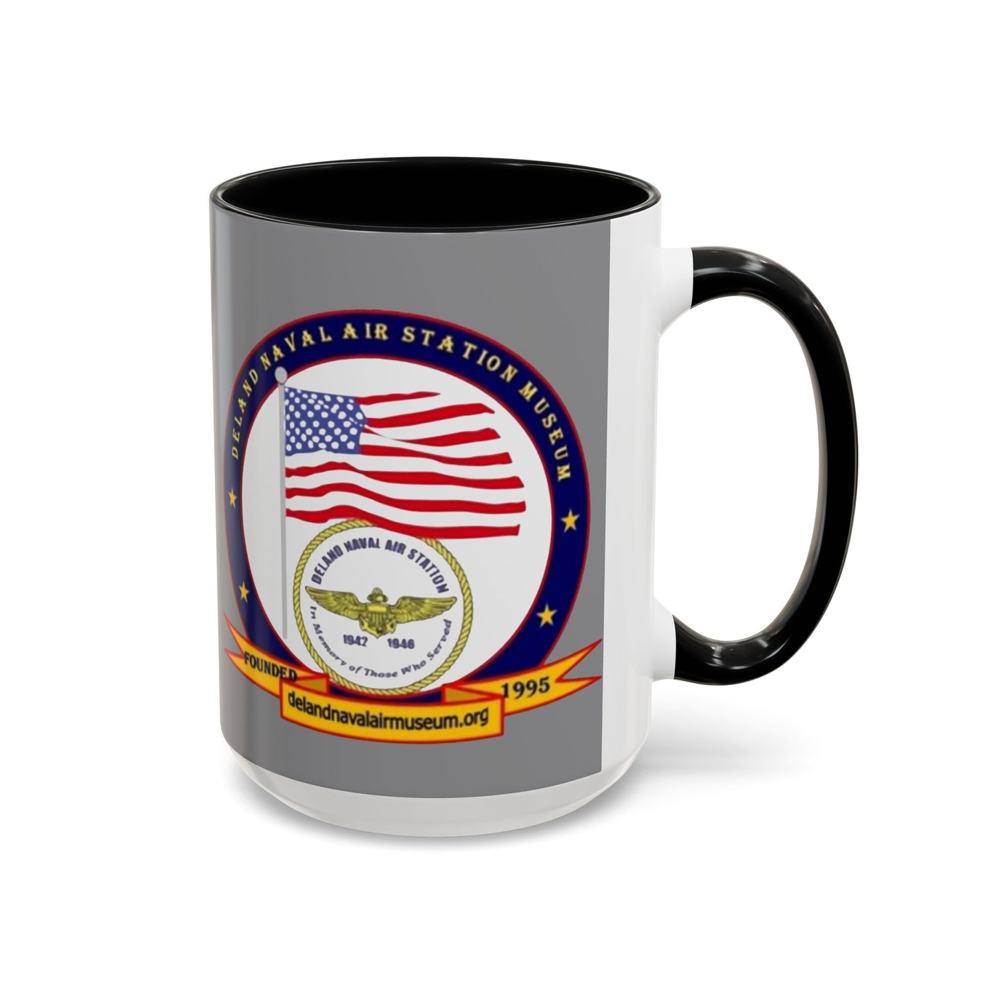 DeLand Naval Air Station Museum Grey Accent Mug by theGreenDragonTavern.shop