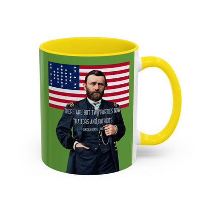 "Traitors and Patriots" Ulysses Grant Green Accent Mug by theGreenDragonTavern.shop
