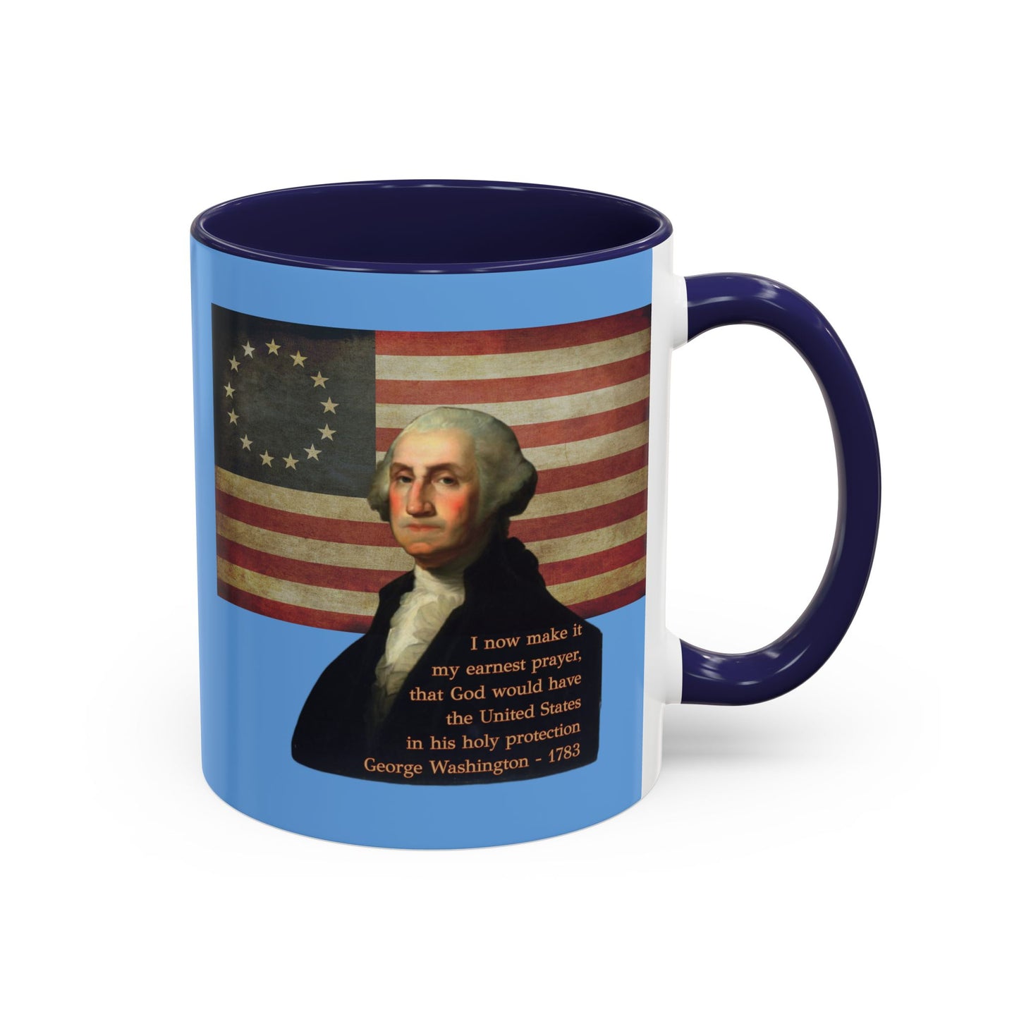 Washington's Earnest Prayer Light Blue Accent Mug by theGreenDragonTavern.shop