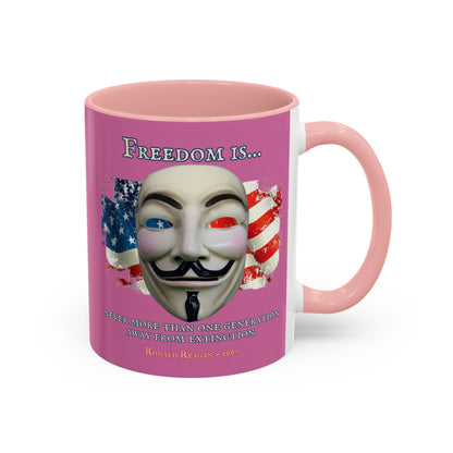 Ronald Reagan Freedom Vendetta Pink Accent Mug by theGreenDragonTavern.shop