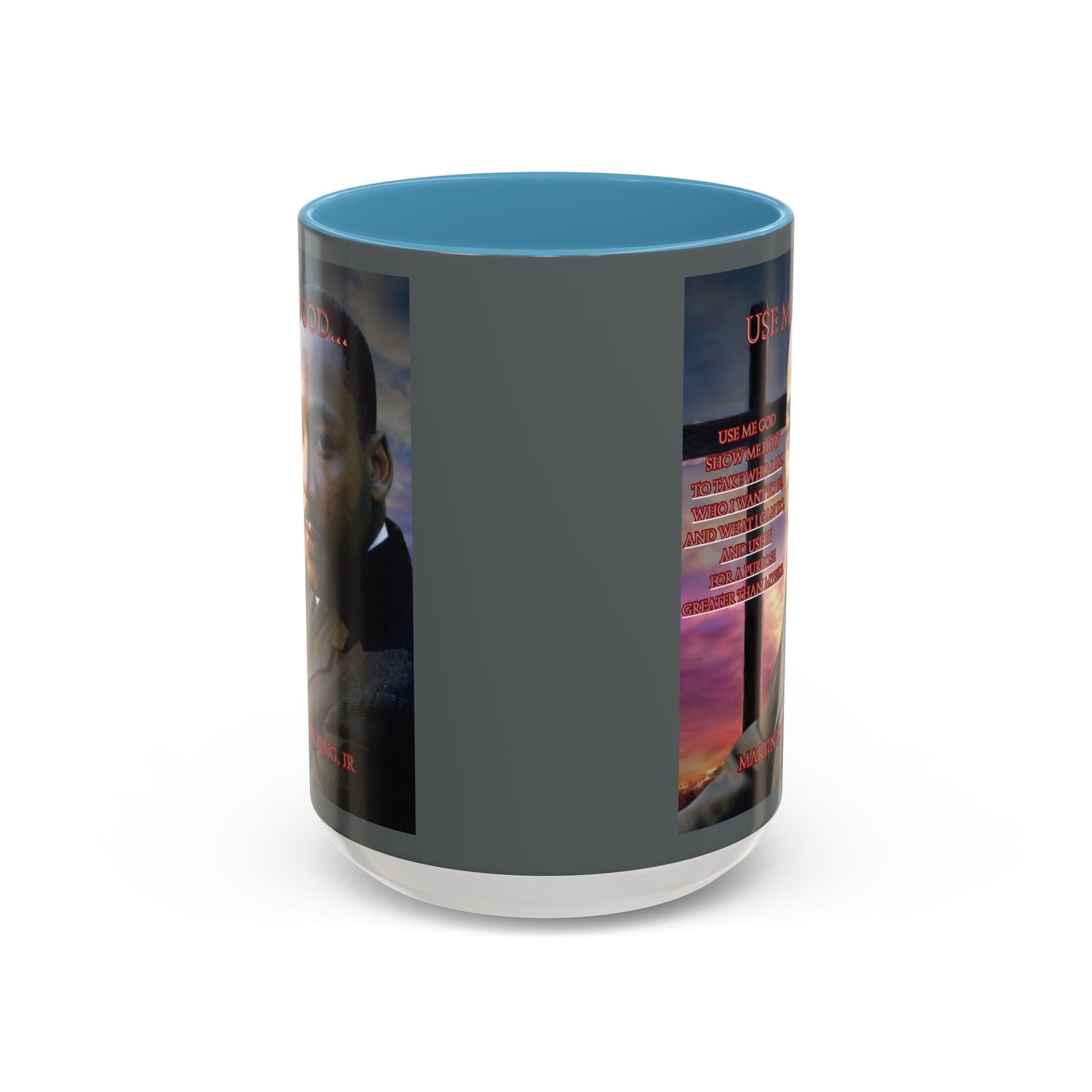 Use Me God, MLK Jr Grey Accent Mug by theGreenDragonTavern.shop