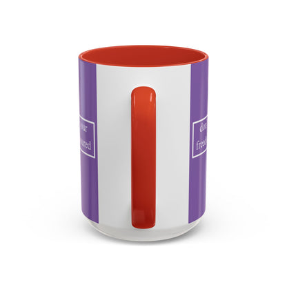 don't assume your freedoms are assured White font Light Purple Accent Mug by theGreenDragonTavern.shop