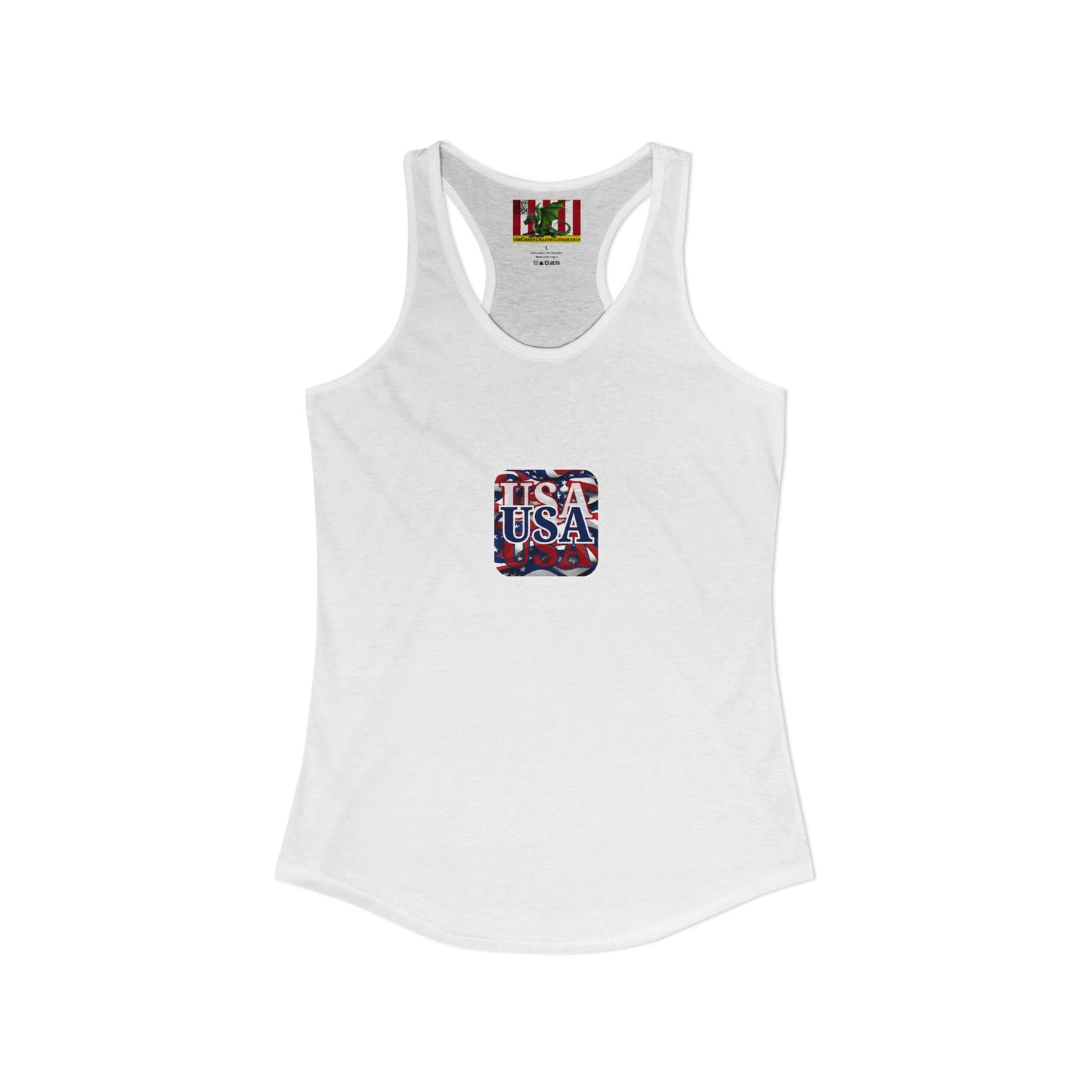 2-sided, Red White and BLUE USA Patriot Women's Racerback Tank Top by theGreenDragonTavern.shop