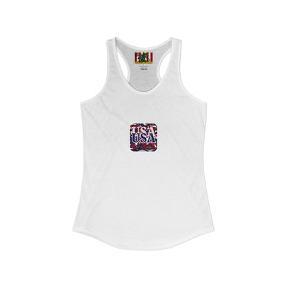 2-sided, Red White and BLUE USA Patriot Women's Racerback Tank Top by theGreenDragonTavern.shop