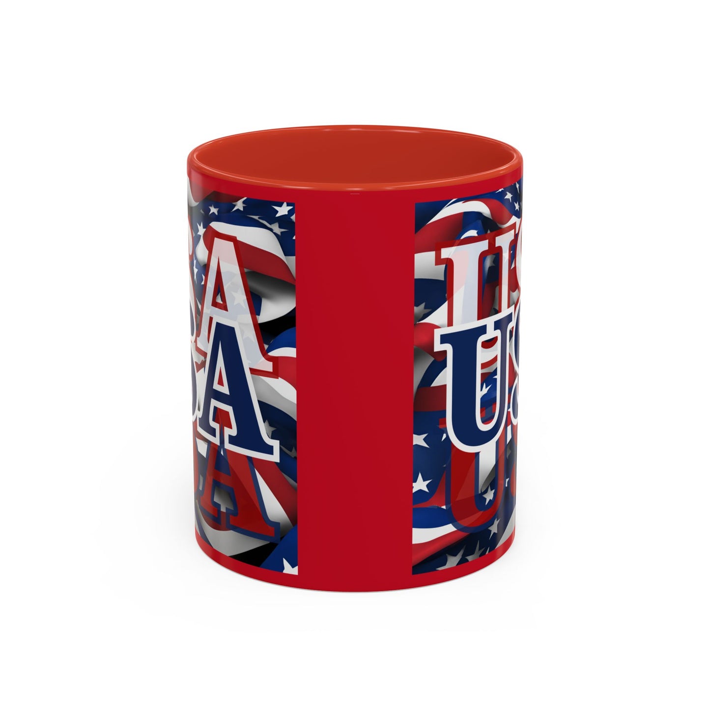 USA Blue font Center Patriot Red Accent Mug by theGreenDragonTavern.shop
