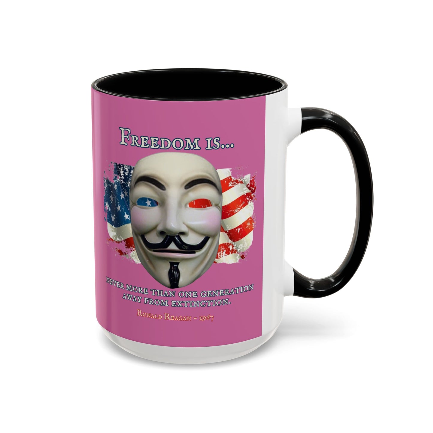 Ronald Reagan Freedom Vendetta Pink Accent Mug by theGreenDragonTavern.shop