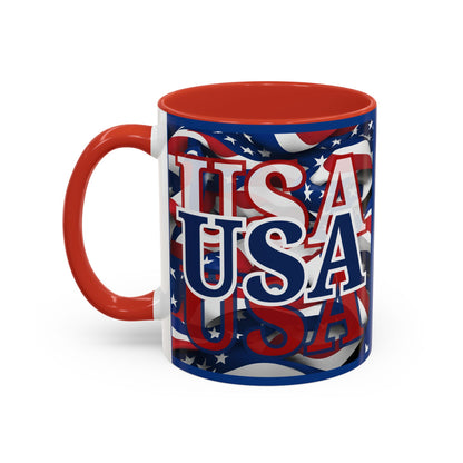 USA Blue font Center Patriot Blue Accent Mug by theGreenDragonTavern.shop