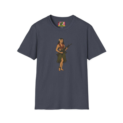 Hula Girl Packin' Heat Dark colors Unisex T-Shirt by theGreenDragonTavern.shop