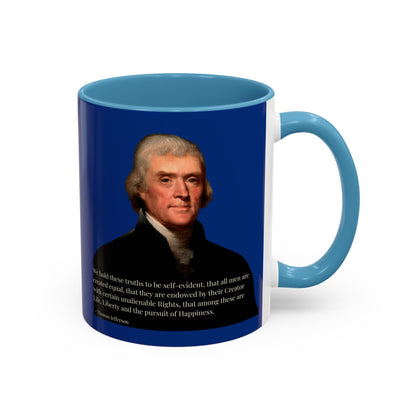 We hold these truths to be self-evident Dark Blue Accent Mug by theGreenDragonTavern.shop