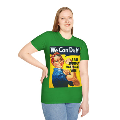 I Am Woman Watch Me Vote Rosie Dark colors Unisex T-Shirt by theGreenDragonTavern.shop