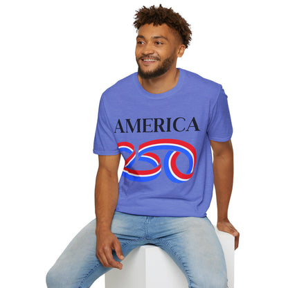 America 250 Black font, Light colors, Unisex T-Shirt by theGreenDragonTavern.shop