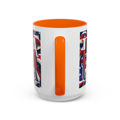 USA Red font Center Patriot White Accent Mug by theGreenDragonTavern.shop