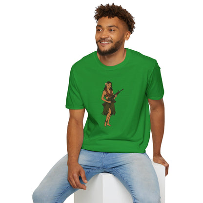 Hula Girl Packin' Heat Dark colors Unisex T-Shirt by theGreenDragonTavern.shop