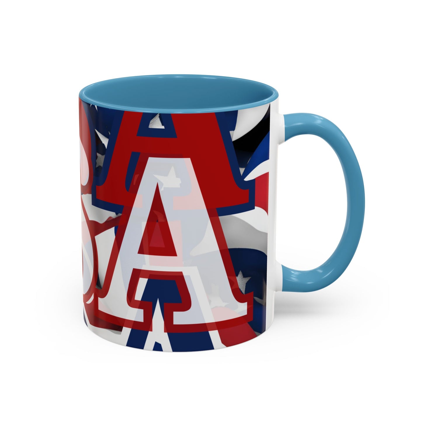 USA! USA! USA White font Patriot Red Accent Mug by theGreenDragonTavern.shop