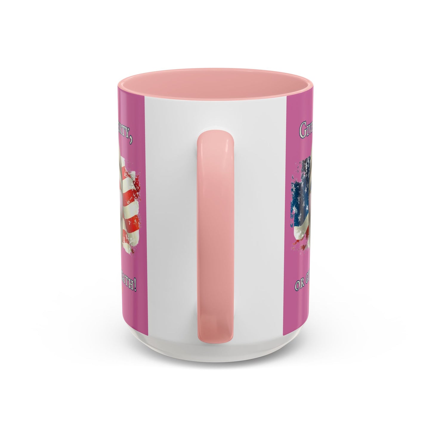Vendetta, "Give me liberty, or give me death!" Pink Accent Mug by theGreenDragonTavern.shop