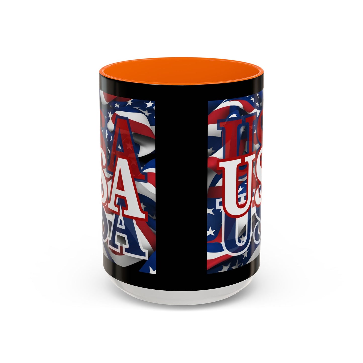 USA White font Center Patriot Black Accent Mug by theGreenDragonTavern.shop