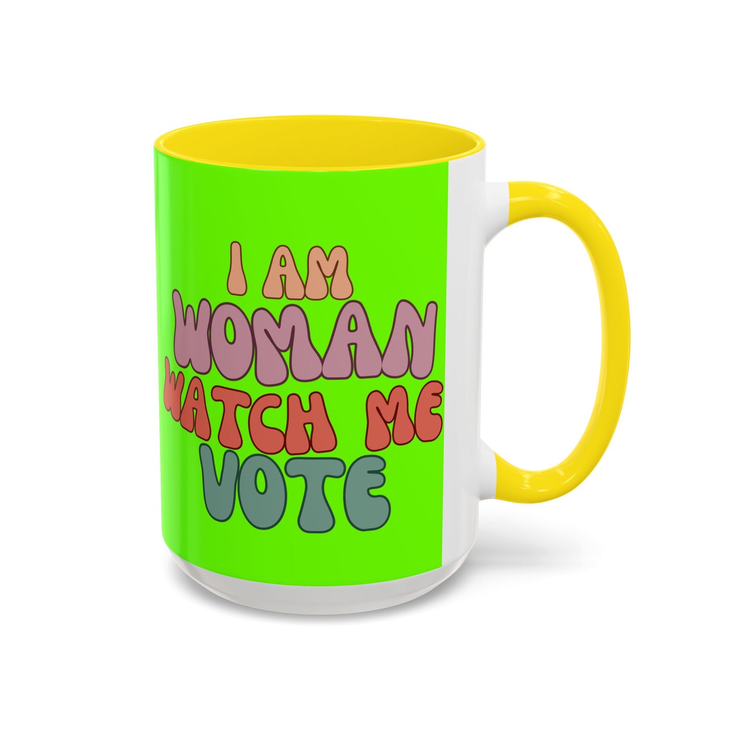 I Am Woman Watch Me Vote Light Green Accent Mug by theGreenDragonTavern.shop