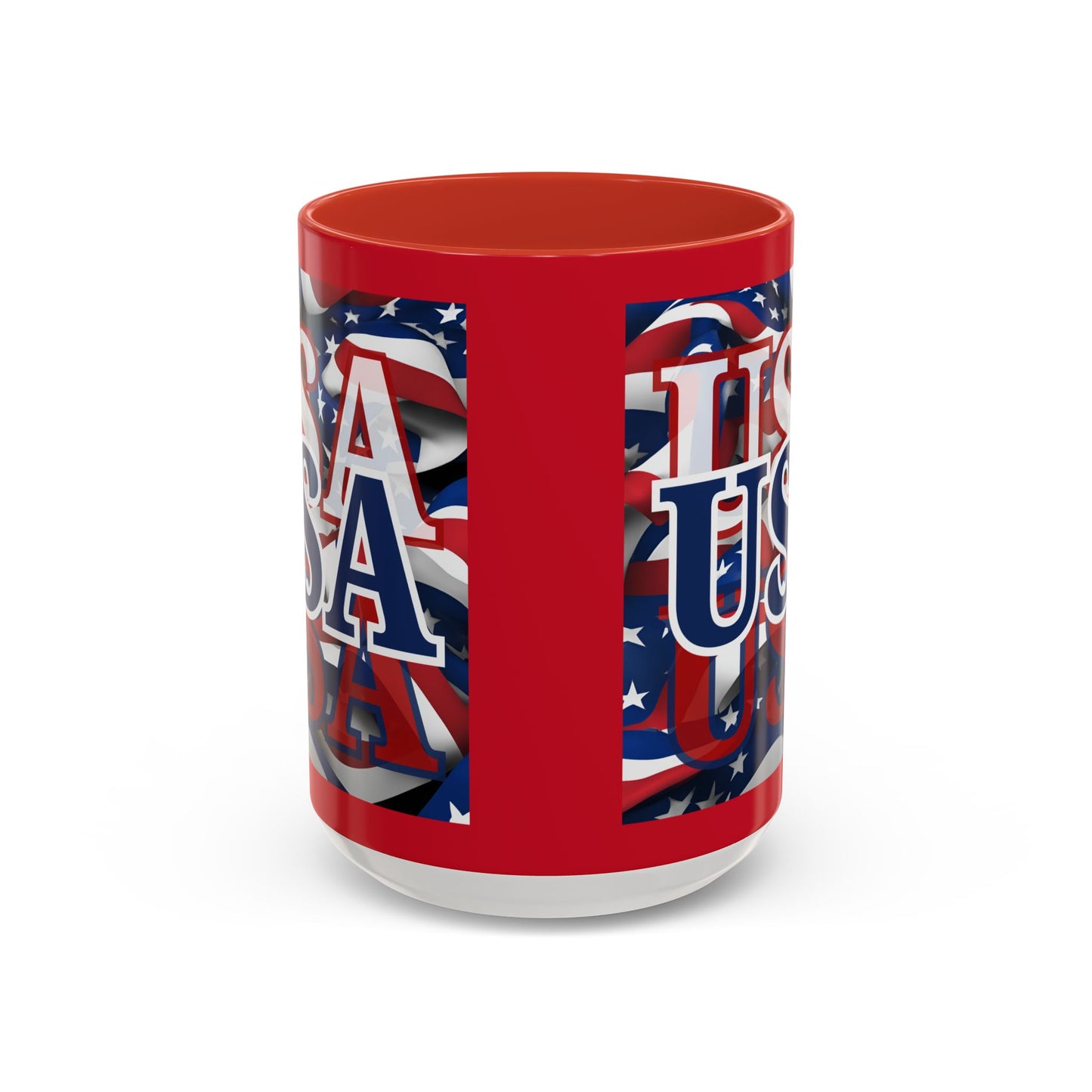 USA Blue font Center Patriot Red Accent Mug by theGreenDragonTavern.shop