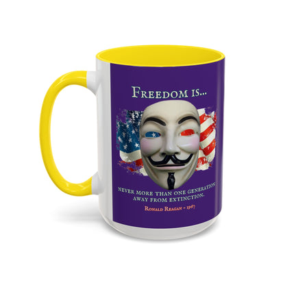 Ronald Reagan Freedom Vendetta Purple Accent Mug by theGreenDragonTavern.shop