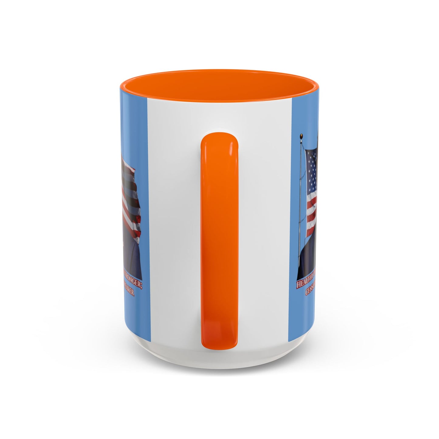 Charlie Kirk, Healthy Debate Light Blue Accent Mug by theGreenDragonTavern.shop