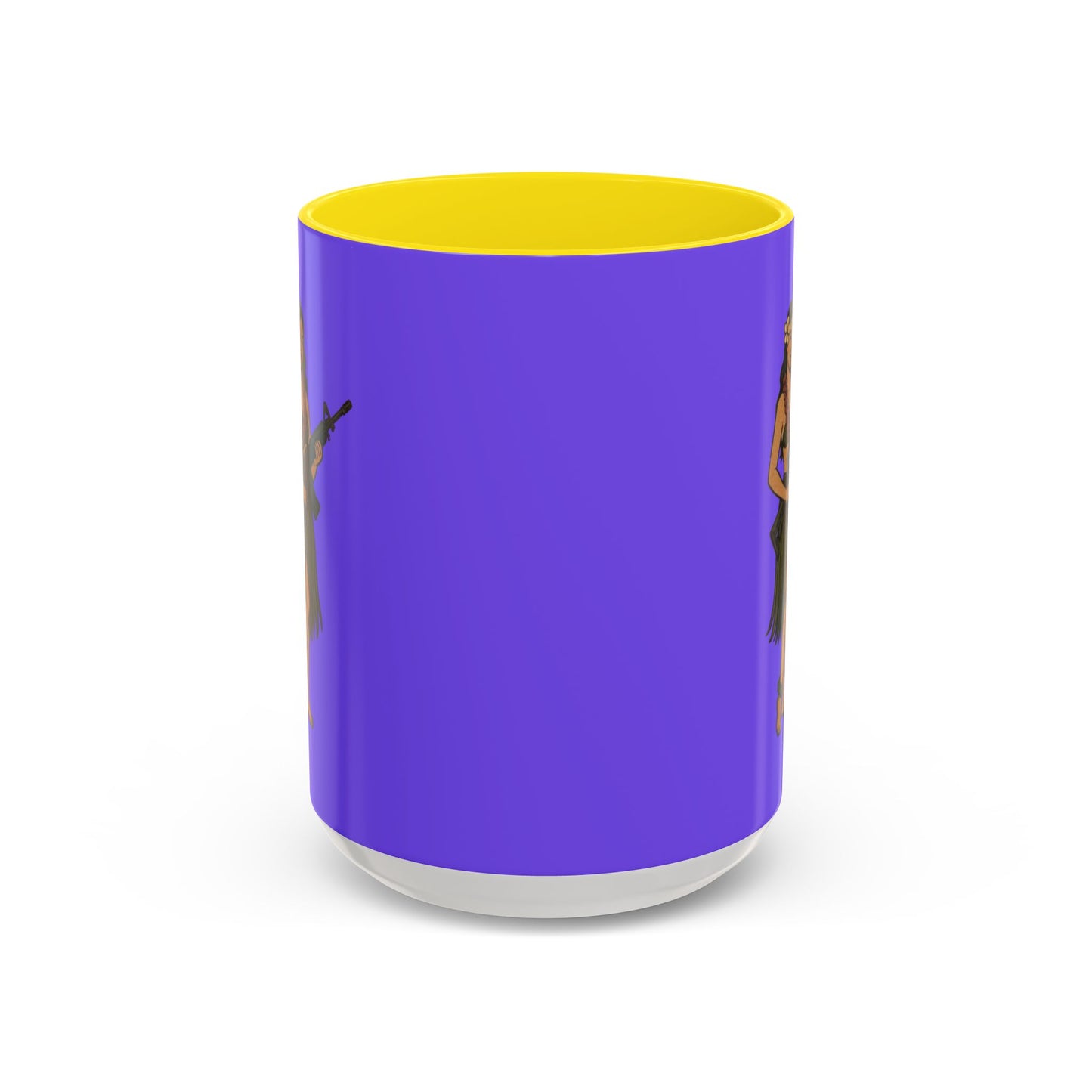 Hula Girl Packin' Heat Light Purple Accent Mug by theGreenDragonTavern.shop