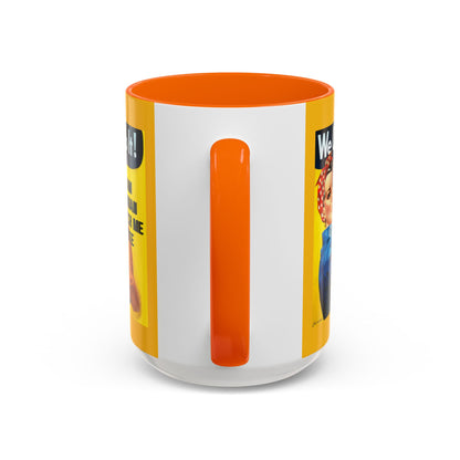 I Am Woman Watch Me Vote Rosie Yellow Accent Mug by theGreenDragonTavern.shop