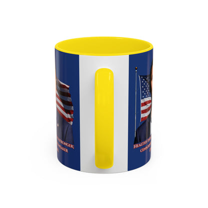 Charlie Kirk, Healthy Debate Blue Accent Mug by theGreenDragonTavern.shop