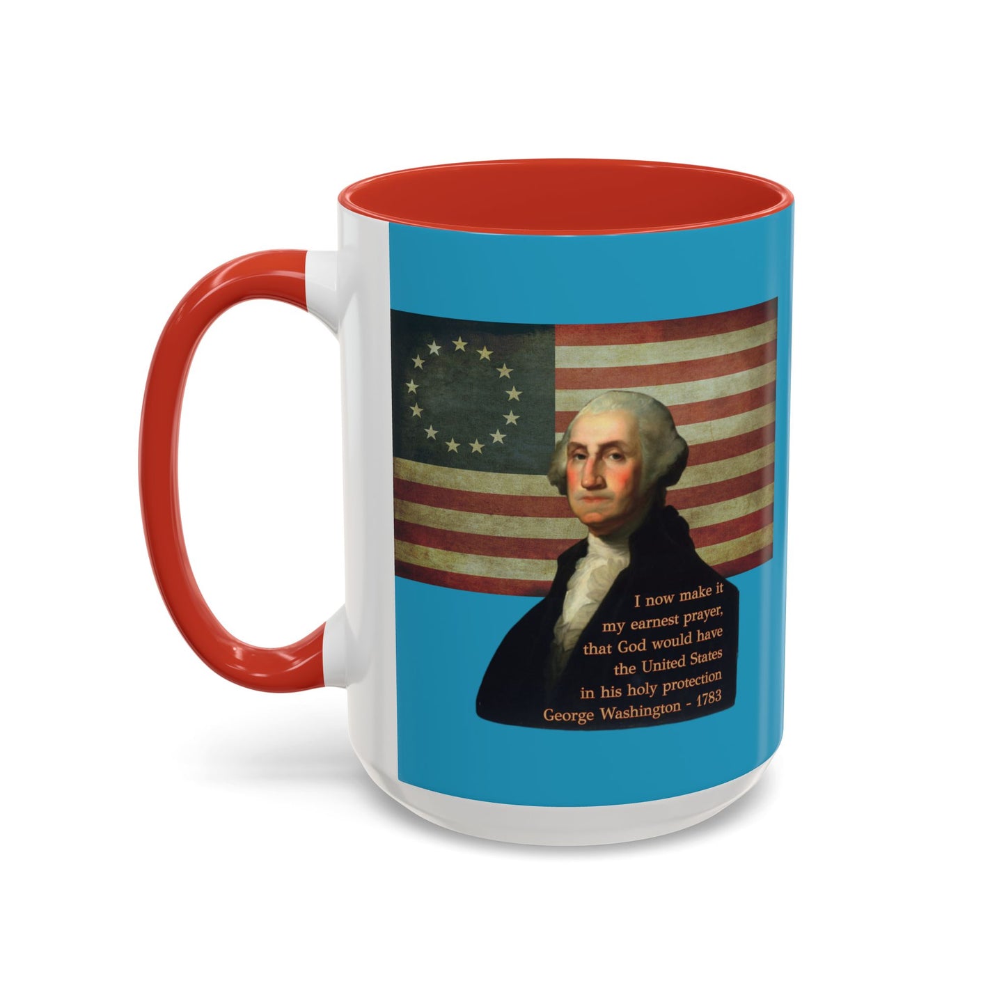 Washington's Earnest Prayer Turquoise Accent Mug by theGreenDragonTavern.shop