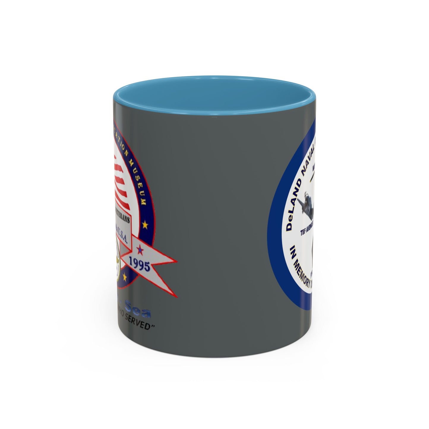 DNASM 2-sided, Founding & Student Art w/Navy Ring Grey Accent Mug by theGreenDragonTavern.shop