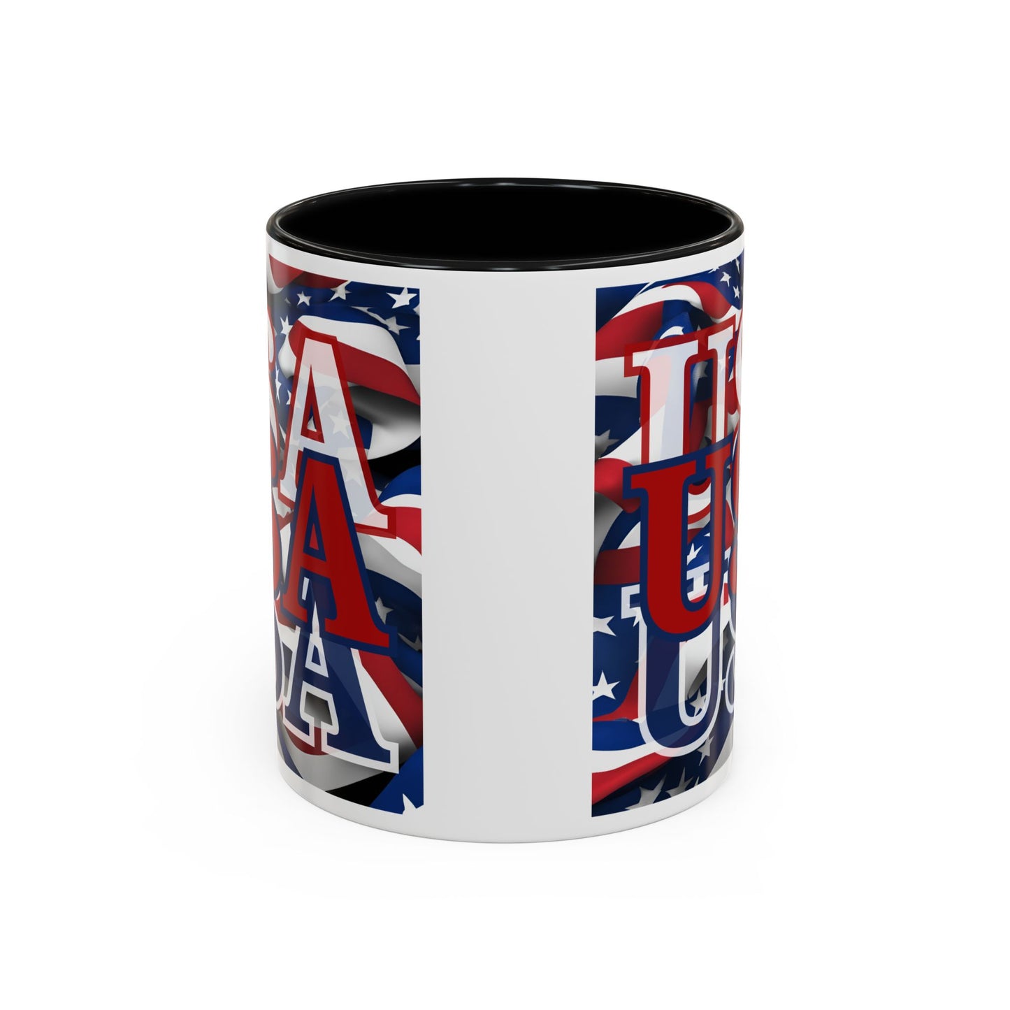 USA Red font Center Patriot White Accent Mug by theGreenDragonTavern.shop