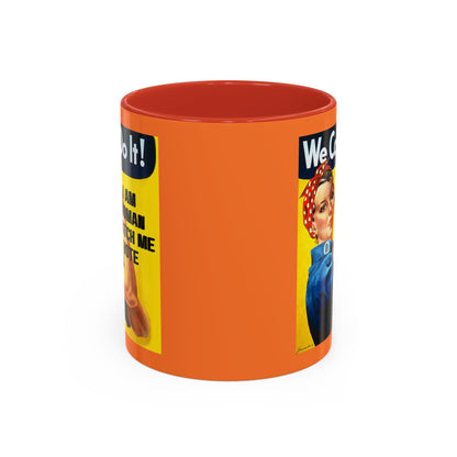 I Am Woman Watch Me Vote Rosie Orange Accent Mug by theGreenDragonTavern.shop