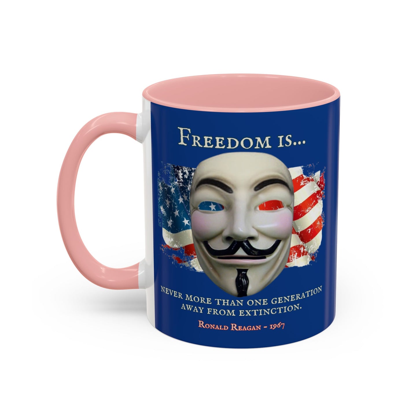 Ronald Reagan Freedom Vendetta Blue Accent Mug by theGreenDragonTavern.shop