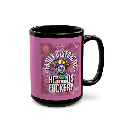 Easily Distracted by Heinous Fuckery Little Jinx Pink Mug by theGreenDragonTavern.shop