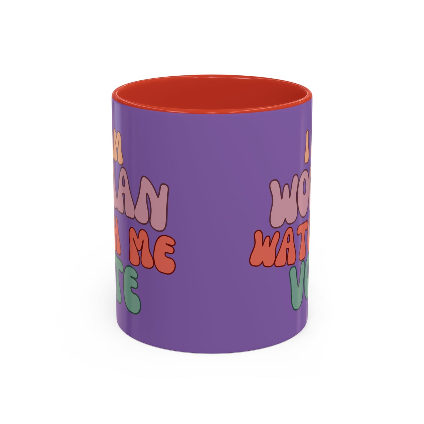 I Am Woman Watch Me Vote Light Purple Accent Mug by theGreenDragonTavern.shop