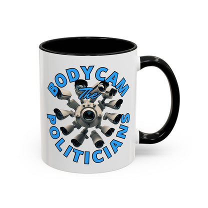 Bodycam the Politicians Cameras White Accent Mug by theGreenDragonTavern.shop