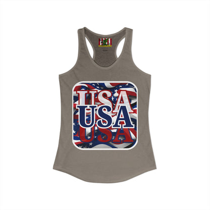 Red White and BLUE USA Patriot Women's Racerback Tank Top by theGreenDragonTavern.shop