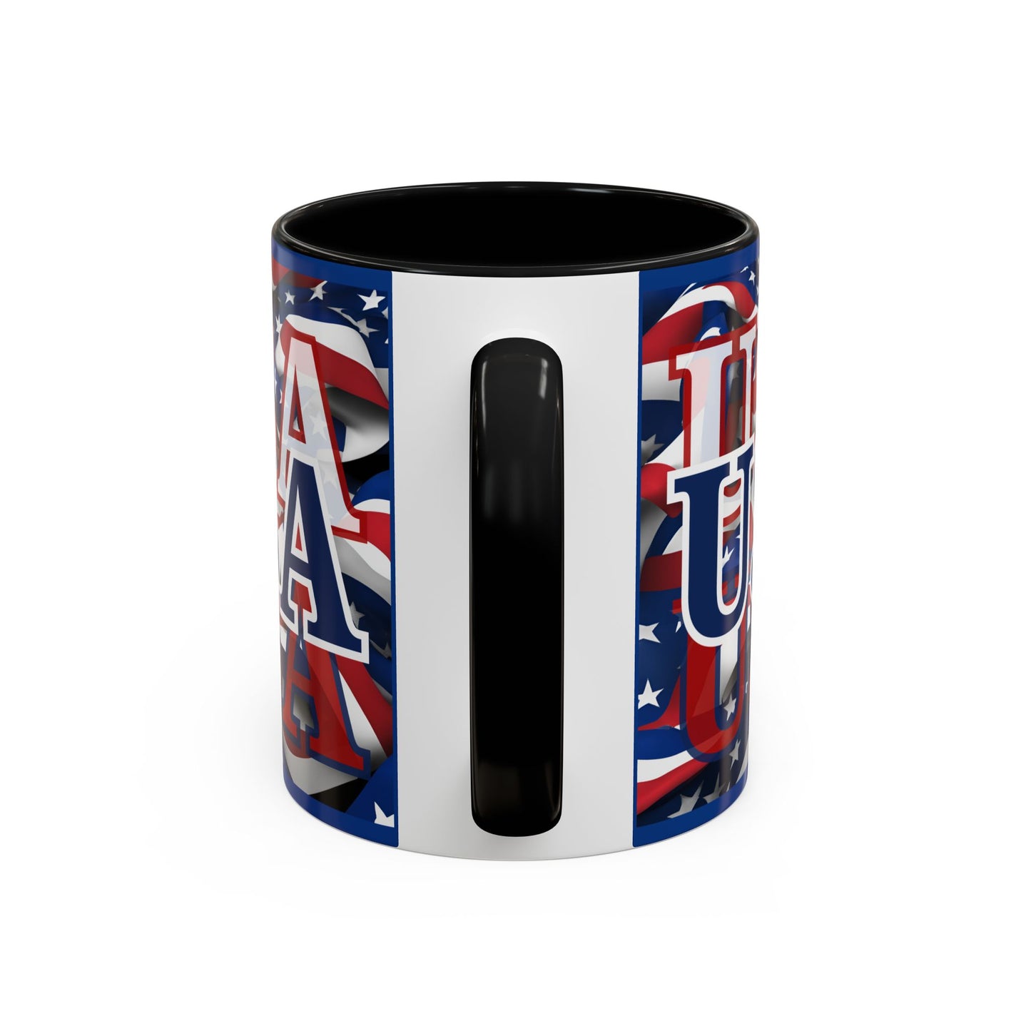 USA Blue font Center Patriot Blue Accent Mug by theGreenDragonTavern.shop