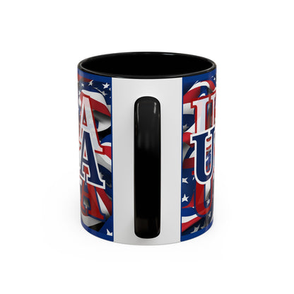 USA Blue font Center Patriot Blue Accent Mug by theGreenDragonTavern.shop