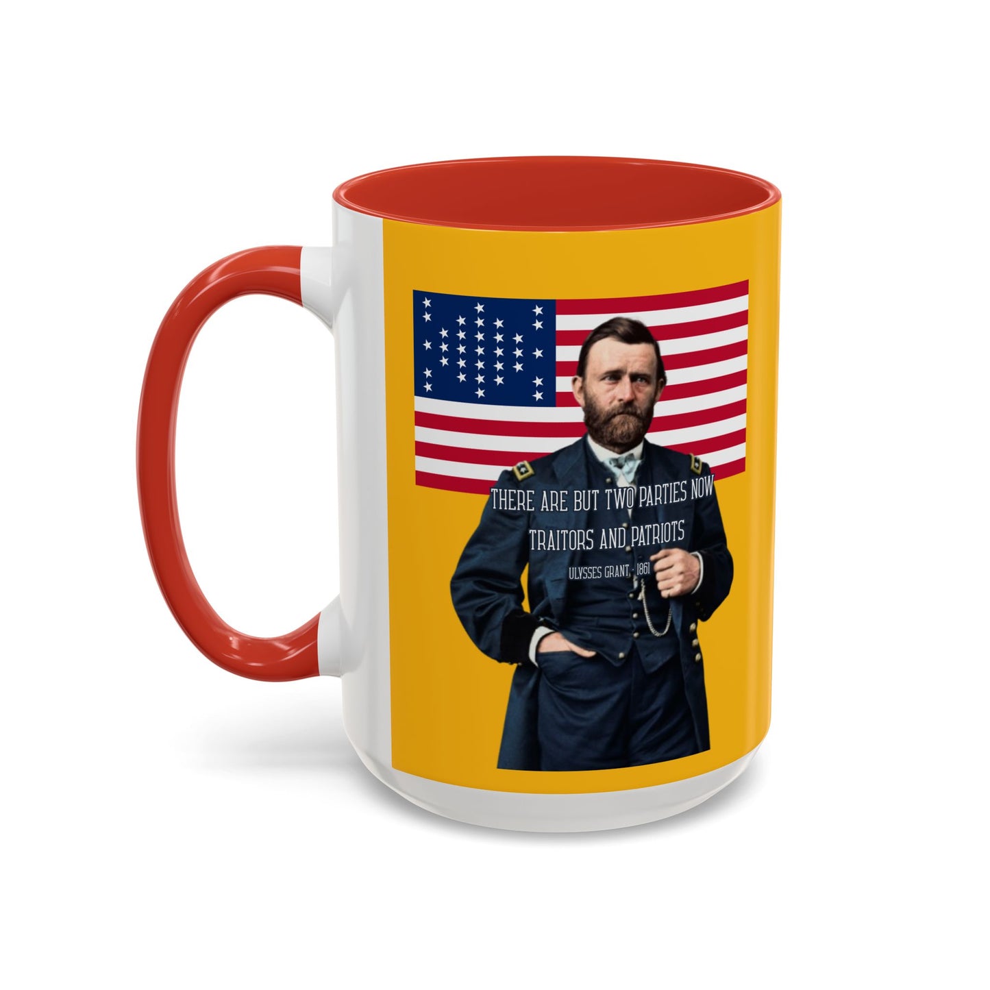 "Traitors and Patriots" Ulysses Grant Yellow Accent Mug by theGreenDragonTavern.shop