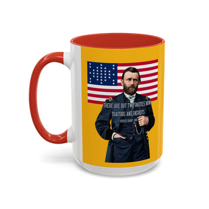 "Traitors and Patriots" Ulysses Grant Yellow Accent Mug by theGreenDragonTavern.shop