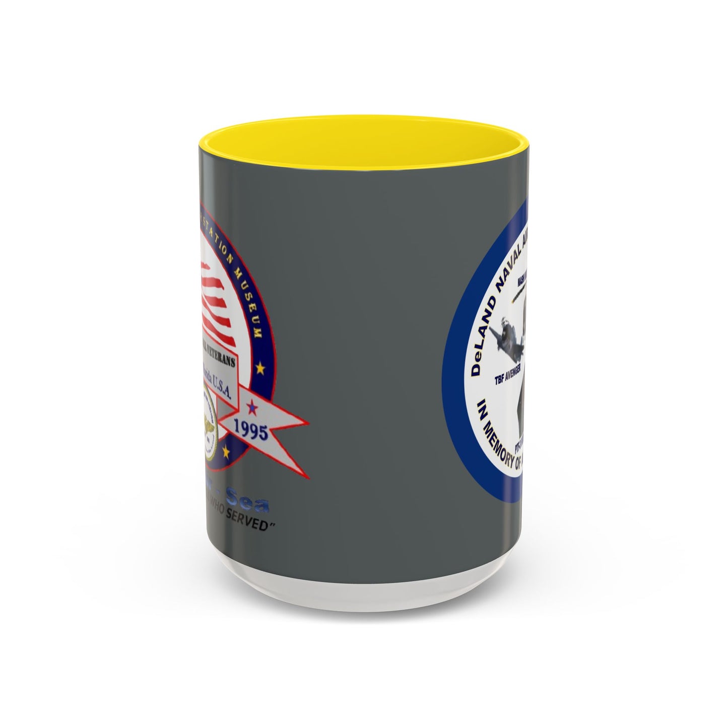 DNASM 2-sided, Founding & Student Art w/Navy Ring Grey Accent Mug by theGreenDragonTavern.shop