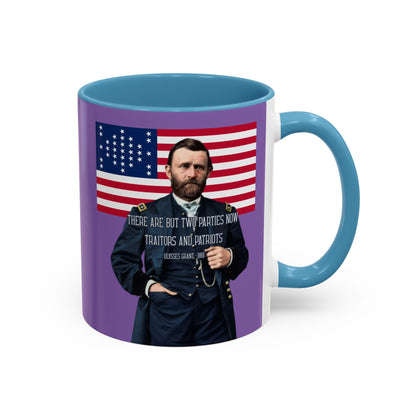 "Traitors and Patriots" Ulysses Grant Light Purple Accent Mug by theGreenDragonTavern.shop