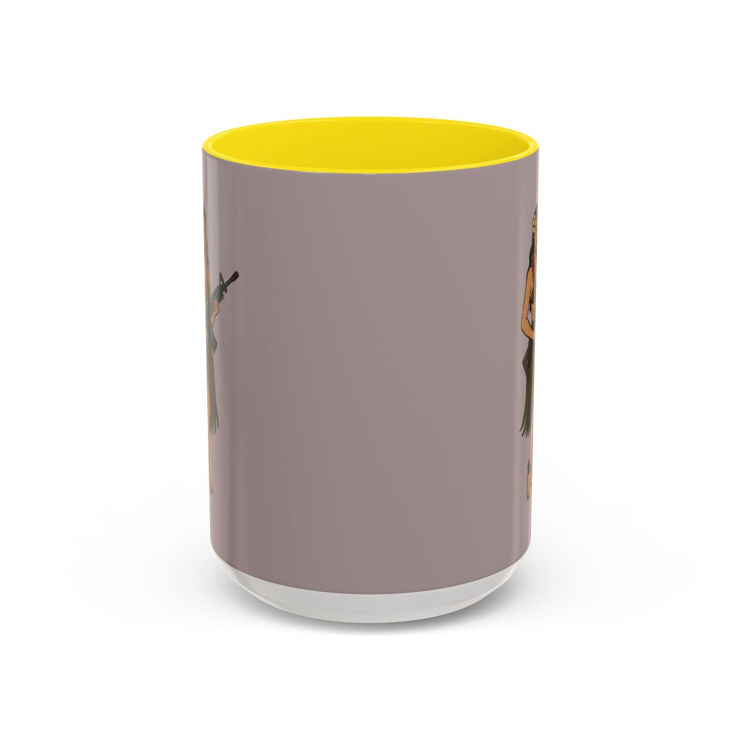 Hula Girl Packin' Heat Grey Accent Mug by theGreenDragonTavern.shop