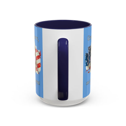 Vendetta, "Give me liberty, or give me death!" Blue Accent Mug by theGreenDragonTavern.shop