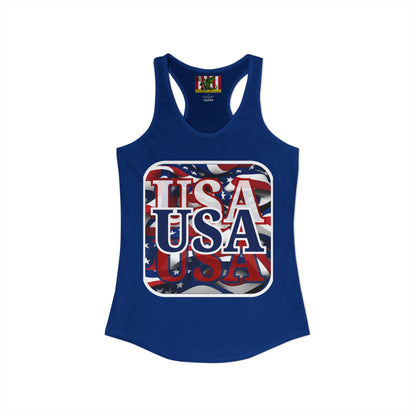 Red White and BLUE USA Patriot Women's Racerback Tank Top by theGreenDragonTavern.shop