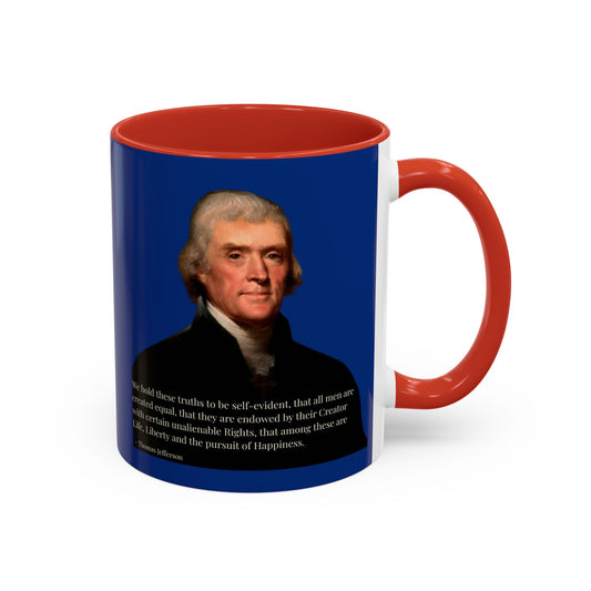 We hold these truths to be self-evident Dark Blue Accent Mug by theGreenDragonTavern.shop