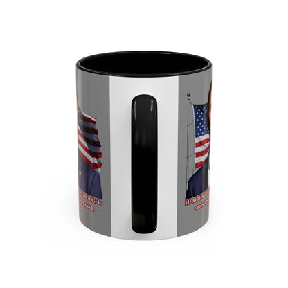 Charlie Kirk, Healthy Debate Grey Accent Mug by theGreenDragonTavern.shop